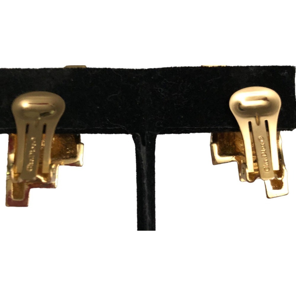 Christian Dior Clip On Earrings 1970s 1980s Runway Couture Textured Gold Drops - Picture 4 of 10